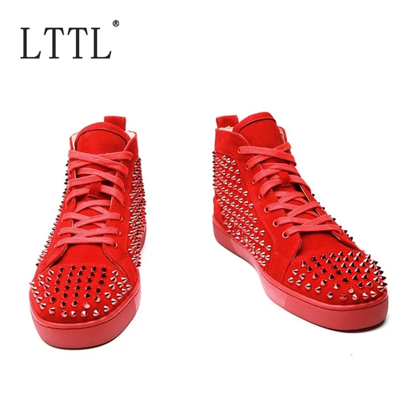 LTTL Classic Fashion High Top Men Sneakers Shoes Casual Rivet Studded Flats Mens Trainers Lace Up Ankle Boots Spiked | Обувь