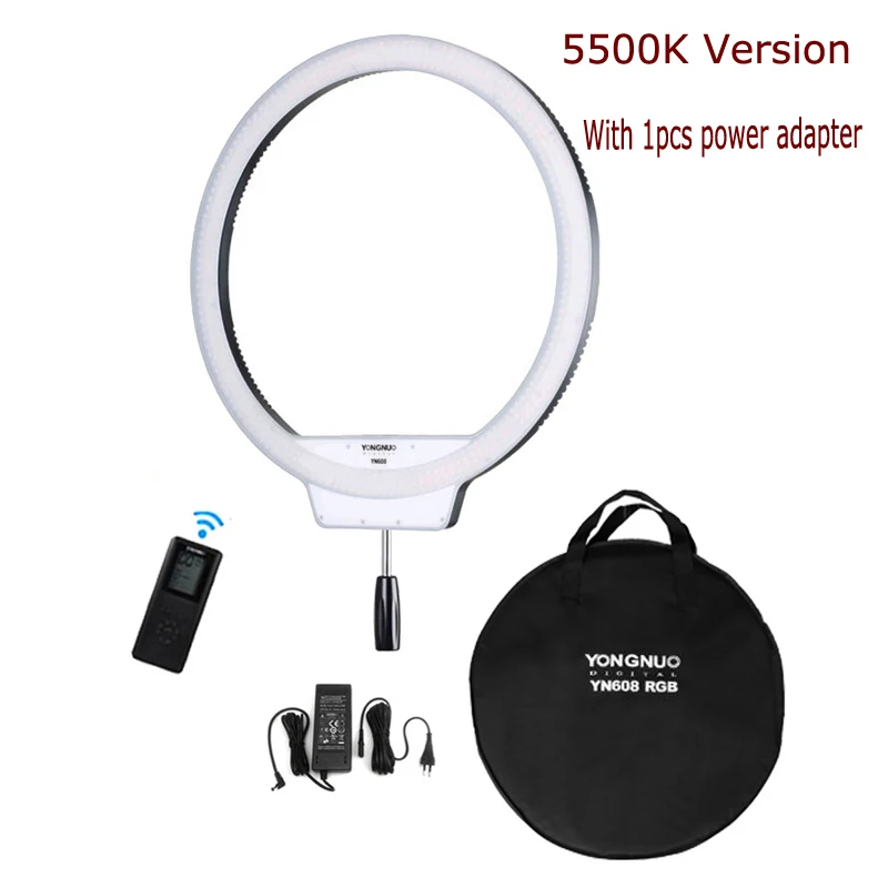 Yongnuo YN608 RGB Полноцветный кольцевой светодиодный свет 5500 K белый/двухцветный 3200-5500 K фотография живая вспышка для селфи освещение съемки - Цвет: Красный