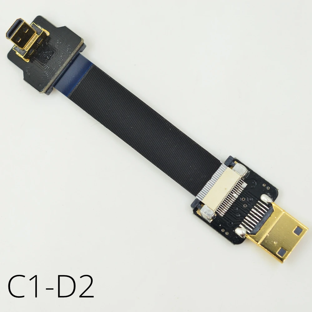 Плоский тонкий кабель FPV Mini HDMI к Micro MiniHDMI микроhdmi Угловой Мужской и Женский для HDTV