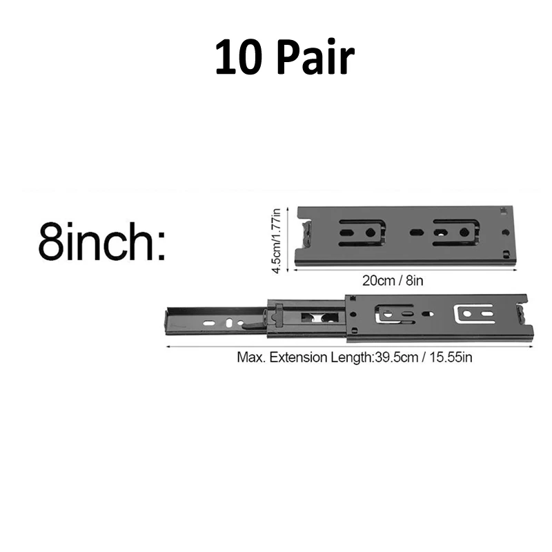 10 pair 8inch 1 пара/10 пар 15 см 20 см направляющая для выдвижных ящиков, направляющая для выдвижных ящиков, направляющая для кухонного шкафа, направляющая, инструмент - Цвет: 10 pair 8inch
