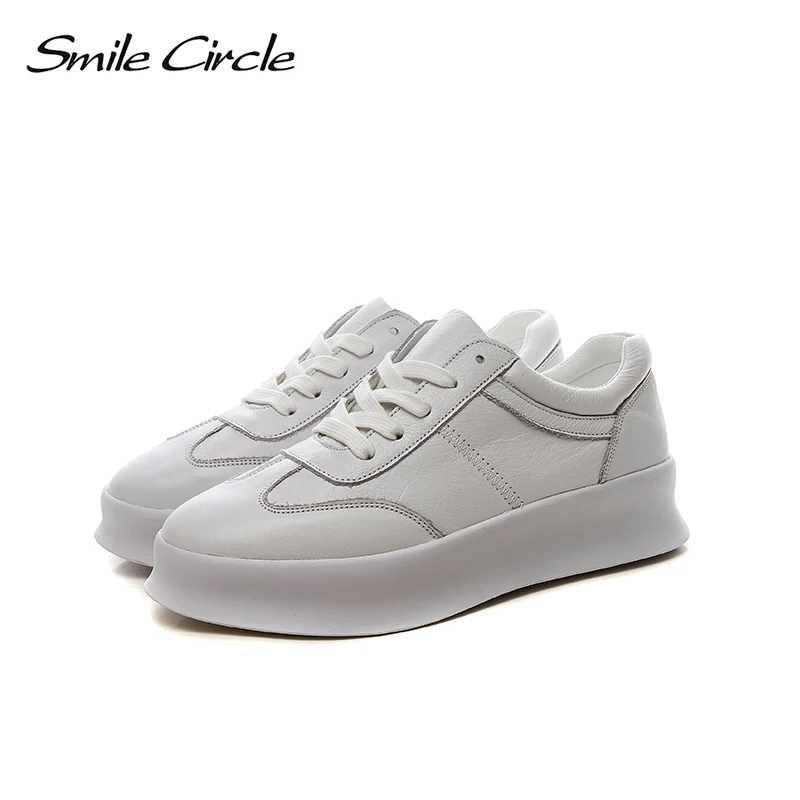 Новинка 2018 года кроссовки из натуральной кожи со смайликом женская обувь на