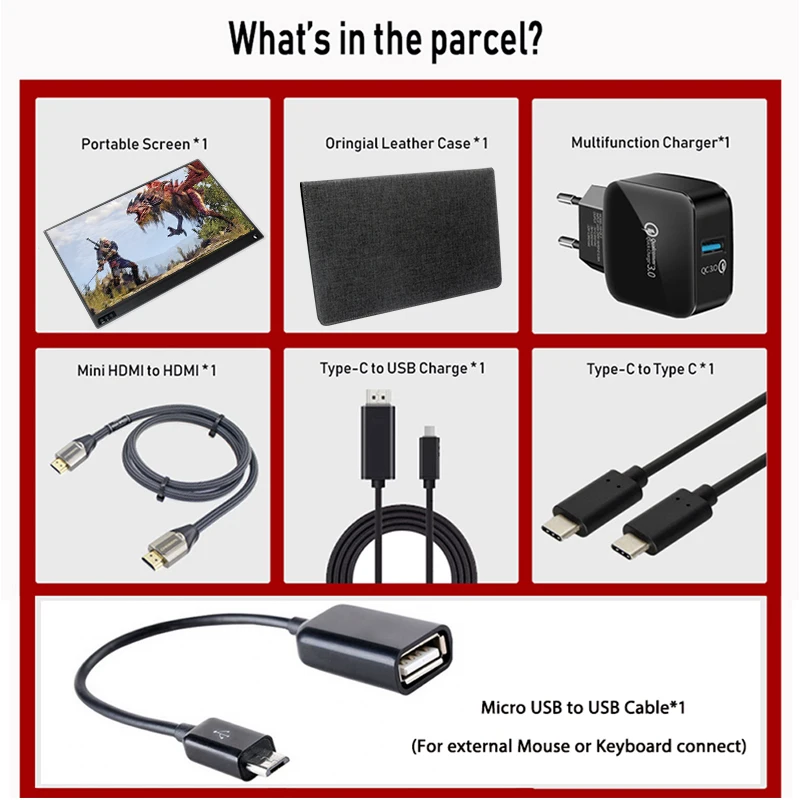 Портативный Ультратонкий монитор с сенсорным экраном 15 6 дюйма 1080P HDR IPS HD USB Type C