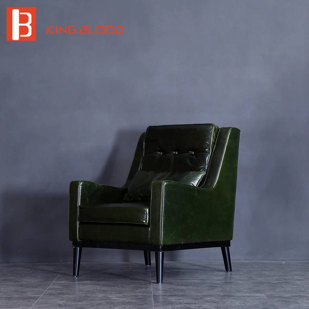 American style classic oil wax PU leather genuine single sofa chair armchair | Мебель