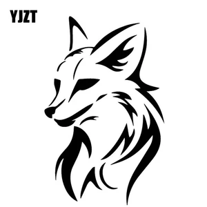 YJZT 10 см * 15,8 см лиса голова креативное украшение Автомобильная дверь Автомобильная Наклейка Виниловая наклейка черныйсеребристый C4-1696