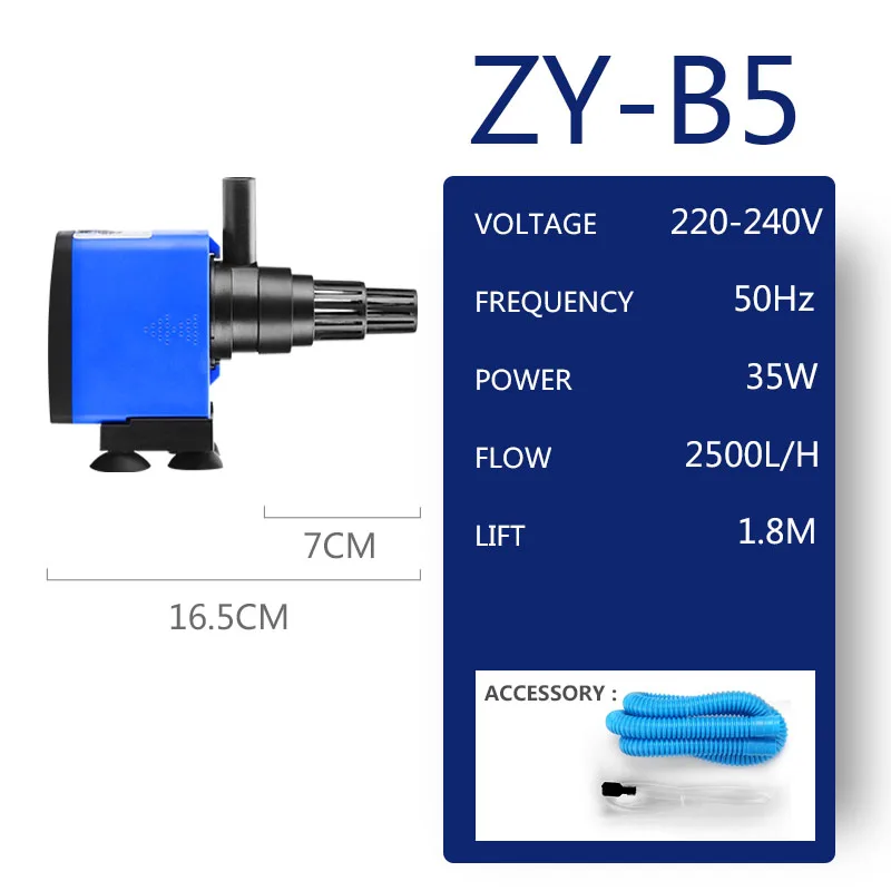 ZY-B5 35W 2500LH Высокое качество аквариумный фильтр Водяной насос Система циркуляции воды поток распыления воды для аквариума воздушный погружной насос - Цвет: ZY-B5 35W 2500LH