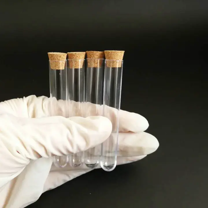 

Free shipping 50pcs/lot 13x78mm Plastic round bottom test tubes with cork stopper for kinds of schools/labs