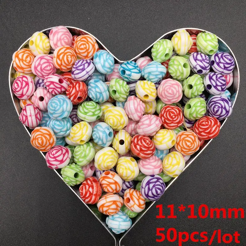 100/50 шт Акриловые бусины DIY ручной работы цветок сердце ювелирные аксессуары