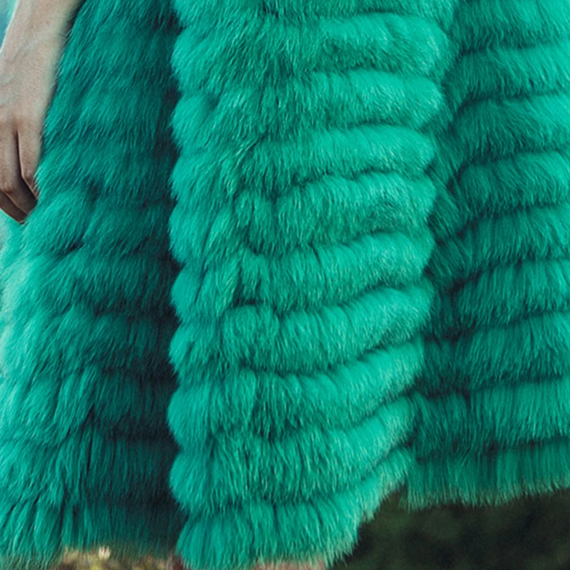 LVCHI Winter coat women Fur collar warm vests Shuba shawl cloak real fox 100% Polyester Lining casual natural Women's fur coat