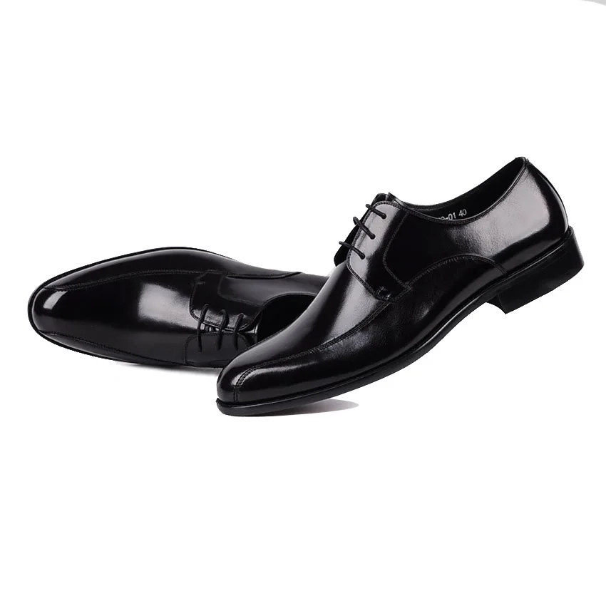 

Luxury Handmade Genuine Cow Leather Men's Party Footwear Round Toe Man Wedding Flats Formal Dress Work Office Derby Shoes YMX95