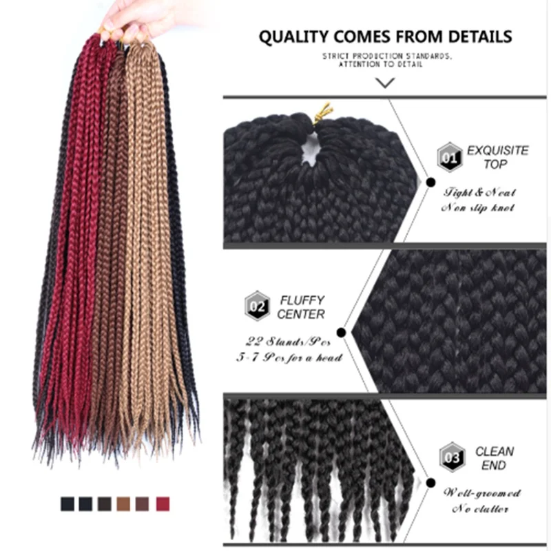 Desire for hair 22 пряди, 14, 18, 24 дюйма, тонкая маленькая коробка, косички, синтетические косички, наращивание волос, вязанные крючком косички, черный, 27# серый