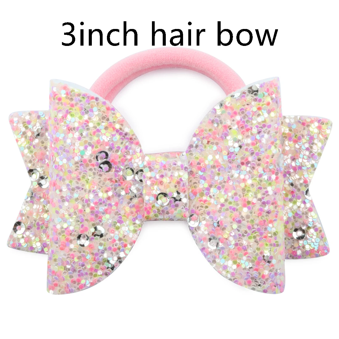 3inch sequin bow-9 1 PC Child Hair Bow Tie Elastic Hair Band Glitter Hairbow Rope Rainbow Sequin Sparkly 3 Inch Bows Mermaid Girls Sweet Headwear - Цвет: 3inch sequin bow-9