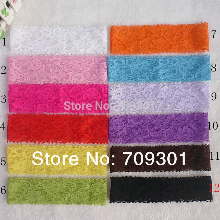 60 шт./лот винтажная кружевная Детская повязка на голову 2 дюйма эластичная