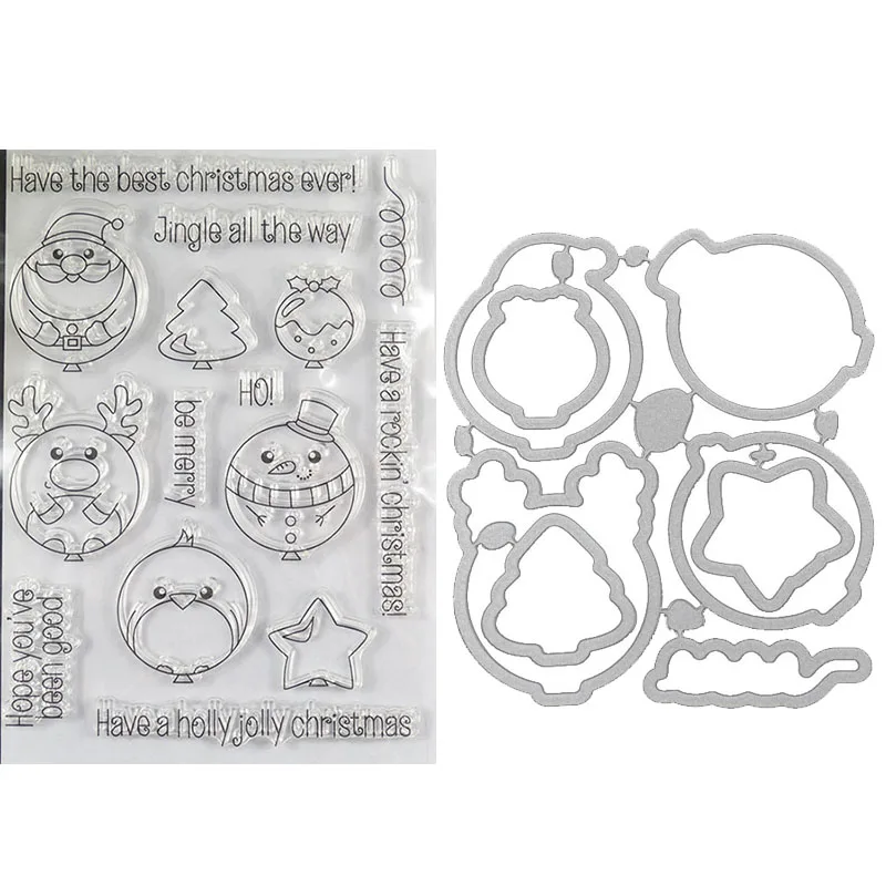 Счастливый лучший Рождественский прозрачный штамп/металлическая вырубка для DIY