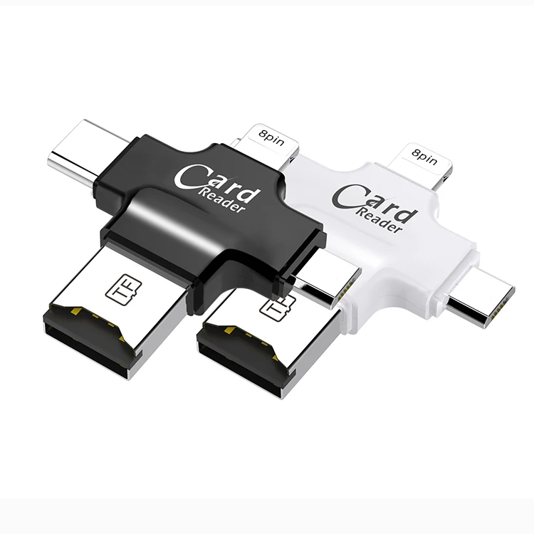 Kismo 4 в 1 Micro SD кард-ридер Lightning/type-C OTG кард-ридер для iphone 6 7 8 Plus samsung S8 S9 OnePlus 5 6