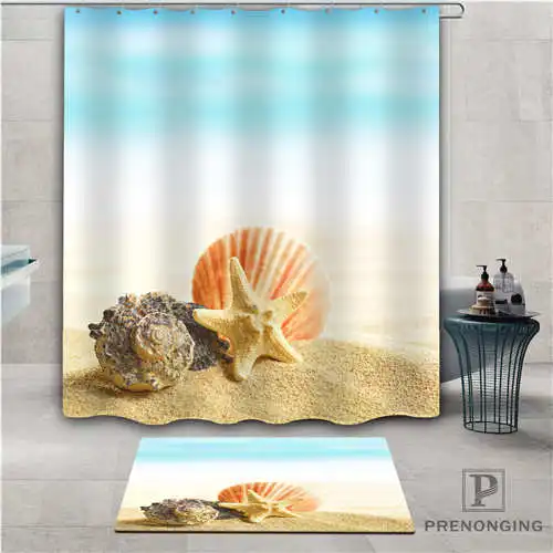 Пользовательские ракушки (1) водонепроницаемый занавеска для душа коврик ванной