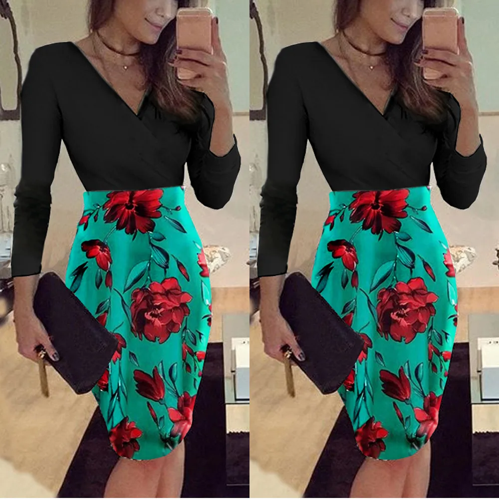 Женское платье-мини Boho длинное пляжное коктейльное платье с цветочным принтом и