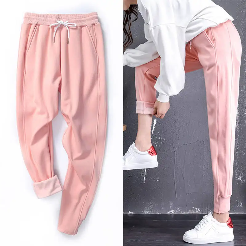 Зимние штаны Женские повседневные длинные спортивные Pantalon Femme плюс бархатные