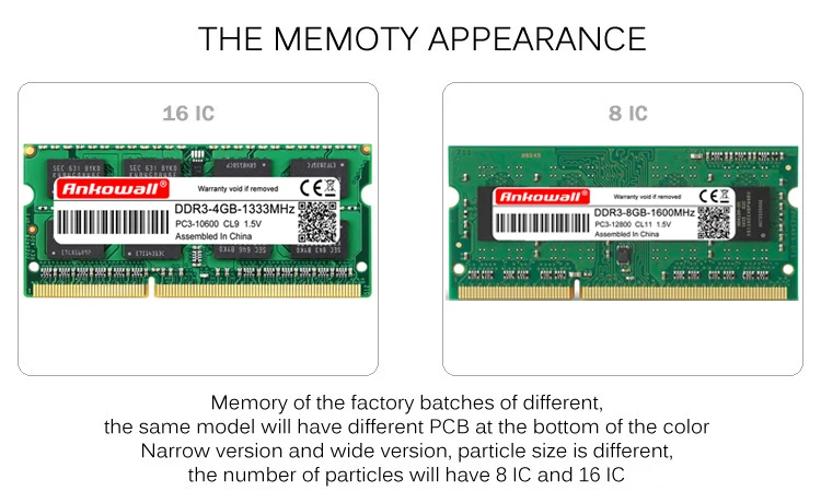 Ноутбук Ankowall с оперативной памятью DDR3 2 ГБ 4 ГБ 8 ГБ 1600/1333 МГц SO-DIMM DDR 3 память ноутбука 204pin 1,35 V-1,5 V пожизненная Гарантия