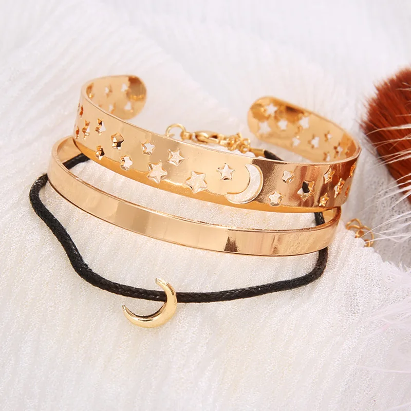 Женский браслет на запястье многослойный регулируемый золотого и серебряного