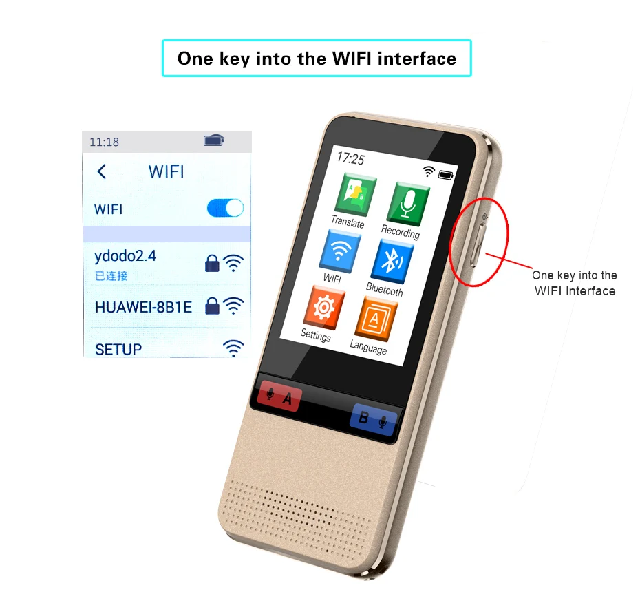 XYCING W5 43 языков wifi смарт голосовой переводчик устройство, запись переводчик, китайский и английский автономный переводчик