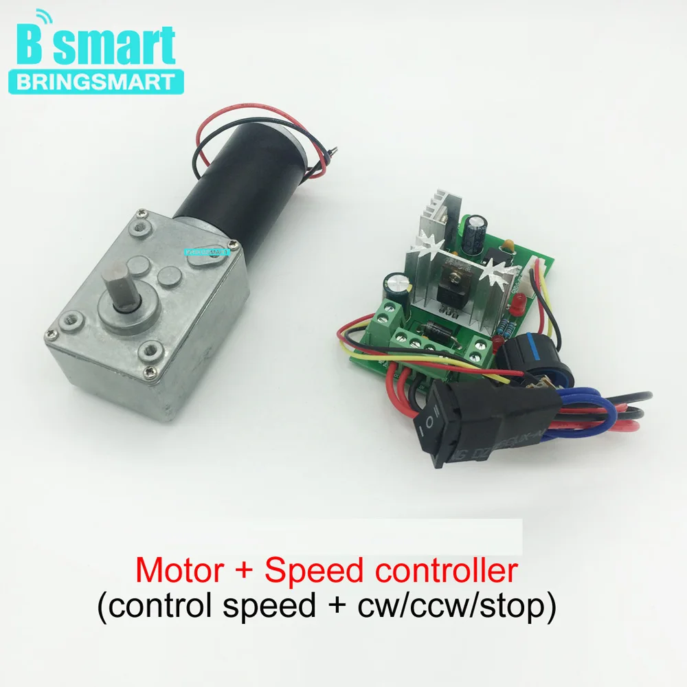 Bringsmart 12 В 24 червь DC мотор редуктор с высоким крутящим моментом 10 470 об/мин мини