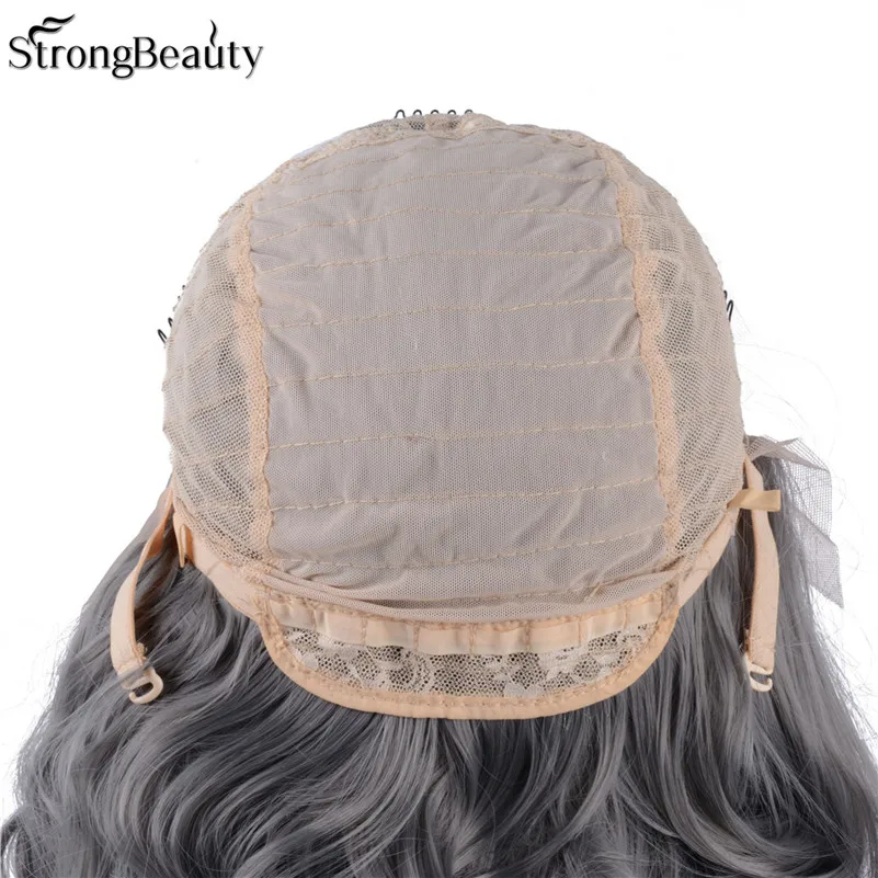 StrongBeauty Ombre черный до зеленый короткий синтетический парик на кружеве натуральные волнистые термостойкие для женщин выбор цвета