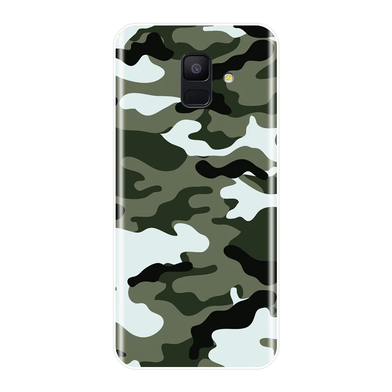 Камуфляжная Военная задняя крышка для Samsung Galaxy A6 A8 Plus 2018 A5 A7 Мягкий силиконовый