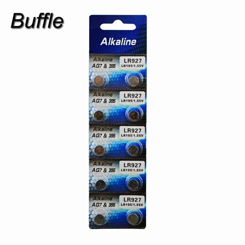 Литий-ионная батарейка Buffle AG7, 1,55 в, 10 шт./лот, Щелочная батарейка LR927 LR57 SR927W 399 GR927 395A для часов, игрушек, пультов дистанционного управления