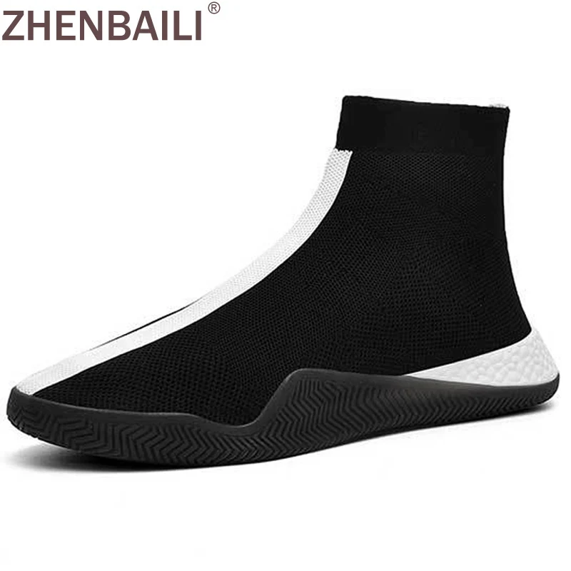 ZHENBAILI/сезон весна; легкие мягкие мужские Ботильоны; дышащие повседневные кроссовки для бега дорожный носок; обувь на плоской подошве