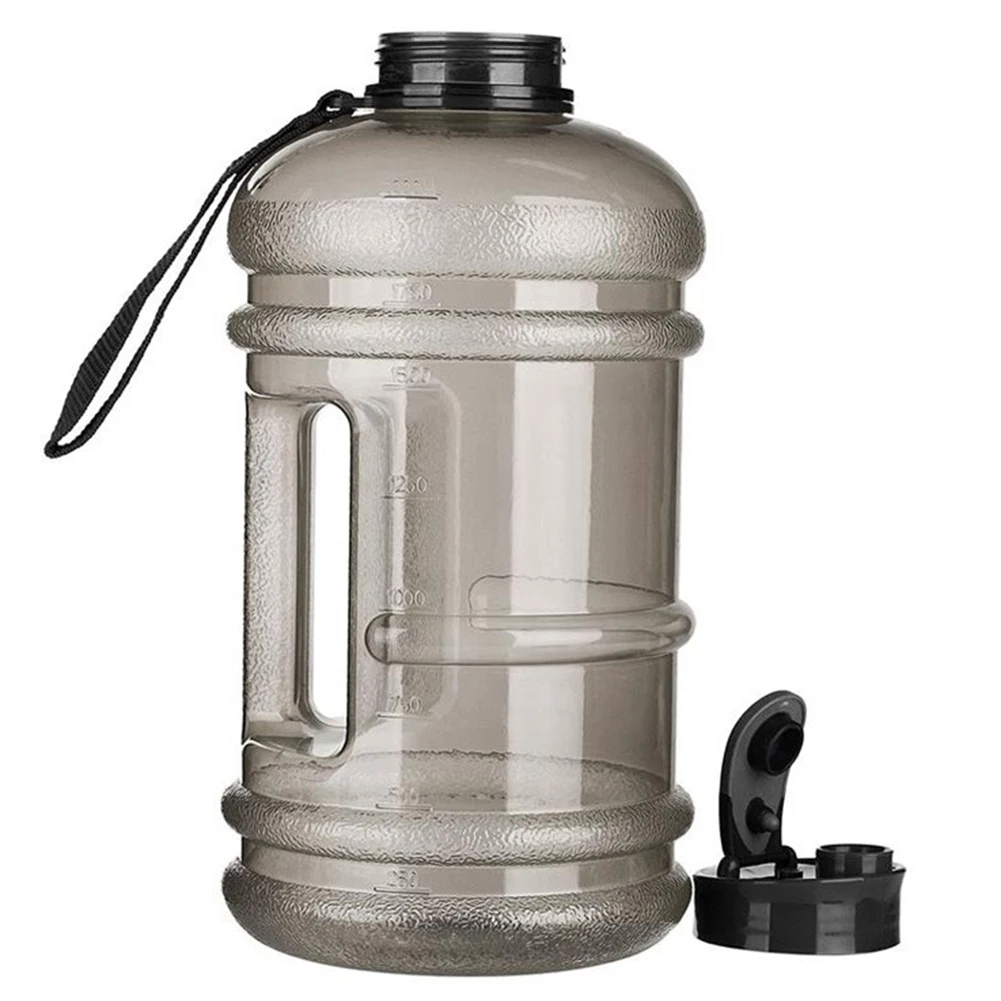 Черный 2.2L бутылка для воды, портативная, для путешествий, без бисфенола, бутылка для воды, для спортзала, фитнеса, питьевой чайник, большая емкость, бутылка для воды с rop - Цвет: Черный