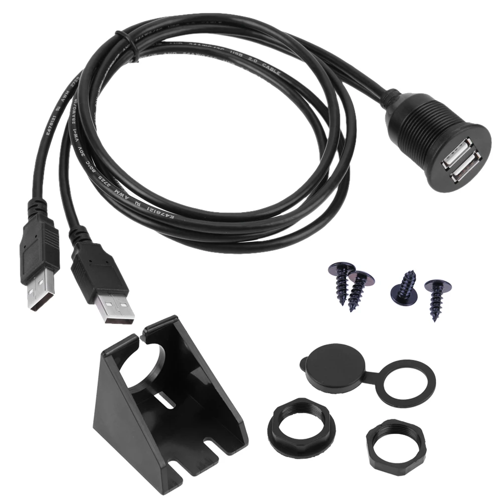 

Автомобильный Удлинительный кабель VODOOL, с двумя USB-портами, 2,0/3,5 мм