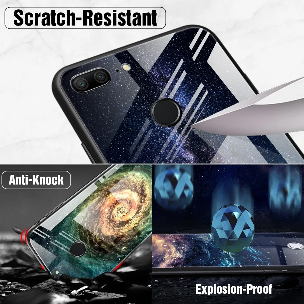 Star Space Case For Huawei P20 Lite Glass Phone Honor 9 10 P Smart NOVA 3 Mate Y6 2018 Coque |