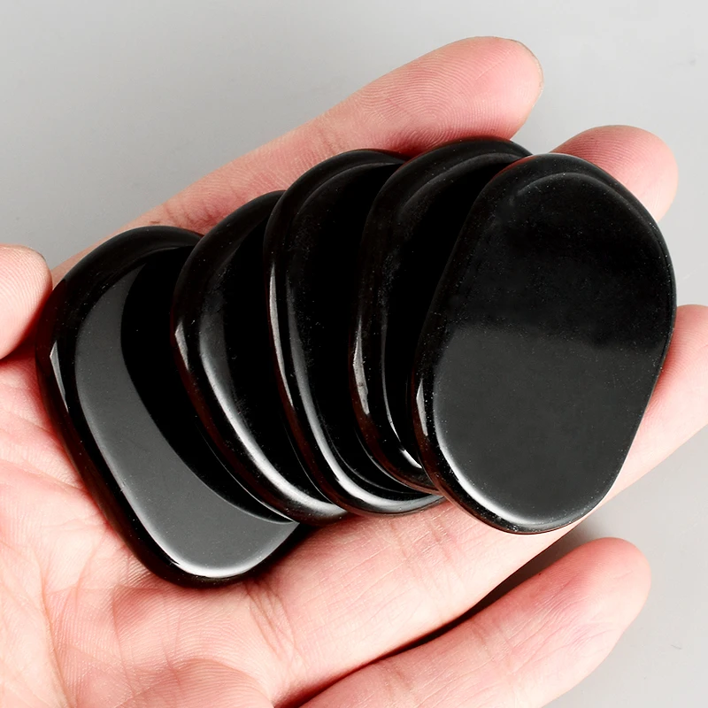 Пальмовый камень 45 мм драгоценный натуральный черный обсидиан искусственные