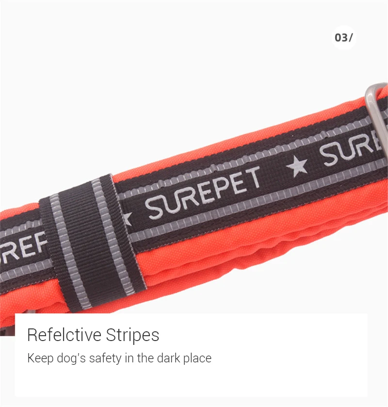 Reflective Collar for Dogs Nylon Adjustable Dog Collar Soft Padded Explosion Proof Pet Collar for Medium Large Dogs Training Red