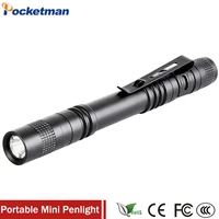 1pcs q5 led bright mini penlight 1000 lumens clip pocket lamp light ultra slim portable flashlight torch aaa