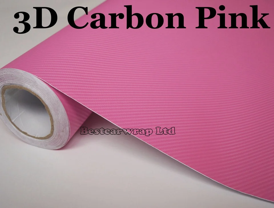 Розовая 3D виниловая пленка из углеродного волокна в рулоне с воздушным