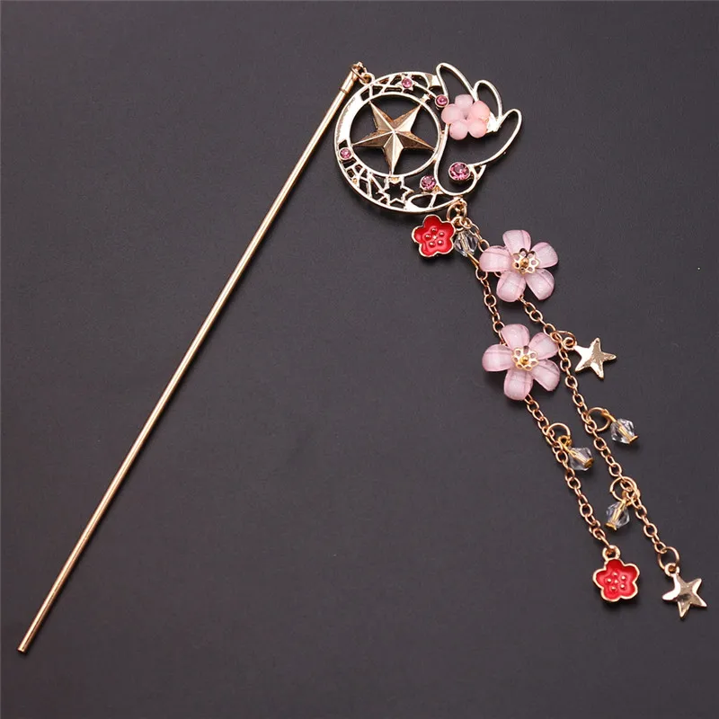 Аниме Card Captor Cardcaptor Sakura канзаши заколка для волос, свадебные украшения для волос аксессуары-заколки для волос Свадебные украшения для волос с вишневым цветом