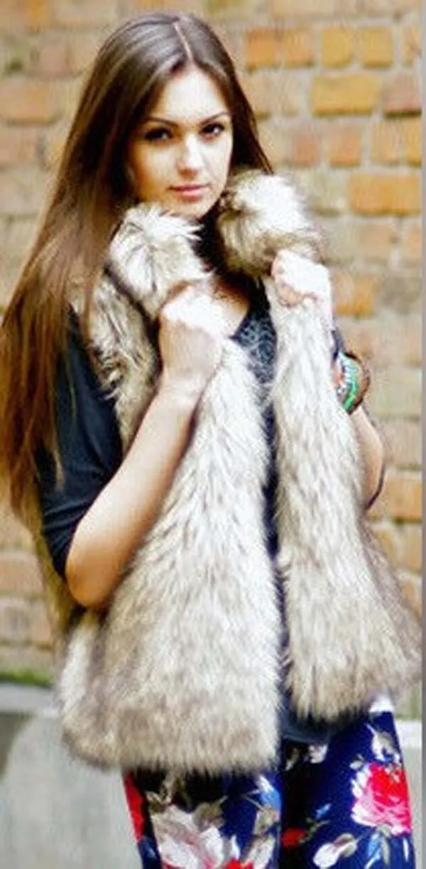 Женские теплые зимние из искусственного лисьего меха женская мода Стенд