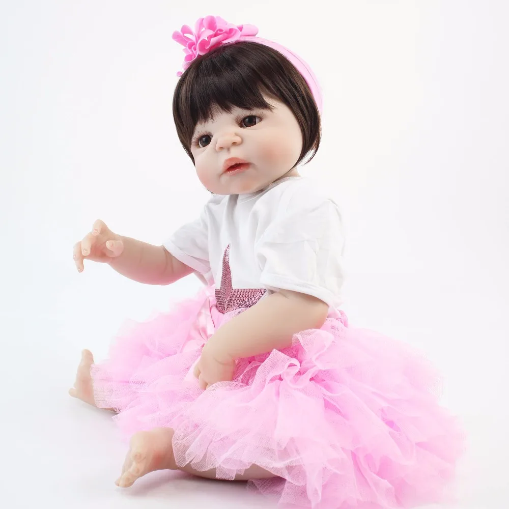 

55cm Full Silicone Reborn Baby Doll Toy Vinyl Princess Toddler Children Girl Bonecas Alive Bebe Fashion Birthday Gift Bathe Toy