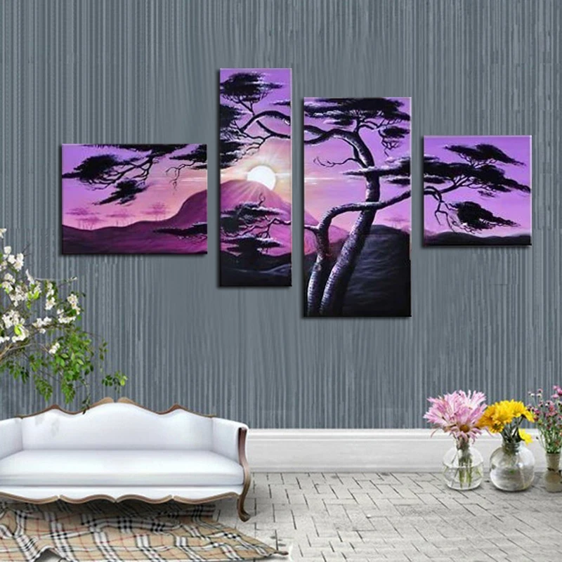 4 шт. Абстрактная Картина на холсте без рамы | Дом и сад