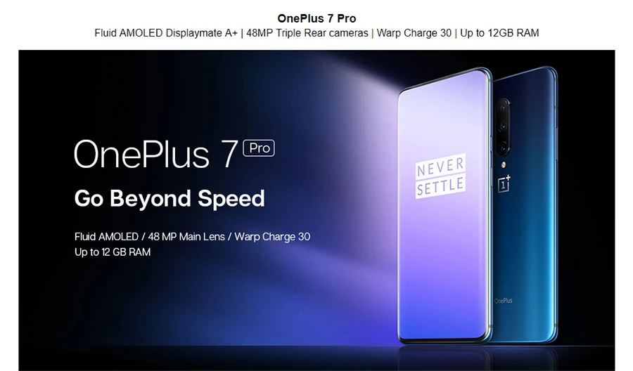 OnePlus 7 Pro 6GB 128GB 48MP камеры Snapdragon 855 6,67 ''жидкий AMOLED дисплей отпечатков пальцев UFS 3,0 NFC мобильный телефон