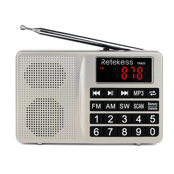 Retekess TR603 AM FM радио коротковолновой транзистор цифровой тюнинговый приемник MP3 плеер Поддержка TF карта перезаряжаемая литий-ионная батарея