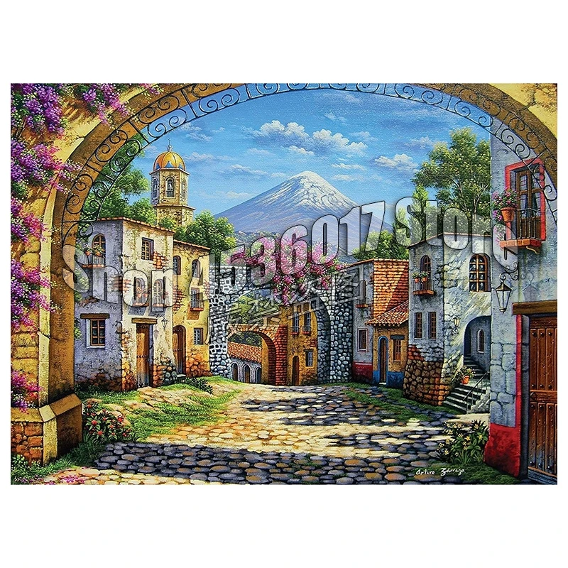 

Diy Diamond Embroidery Flowers and villas Of Rhinestone Full Square Diamond Painting Cross Stitch Kit Mosaic Home Decor