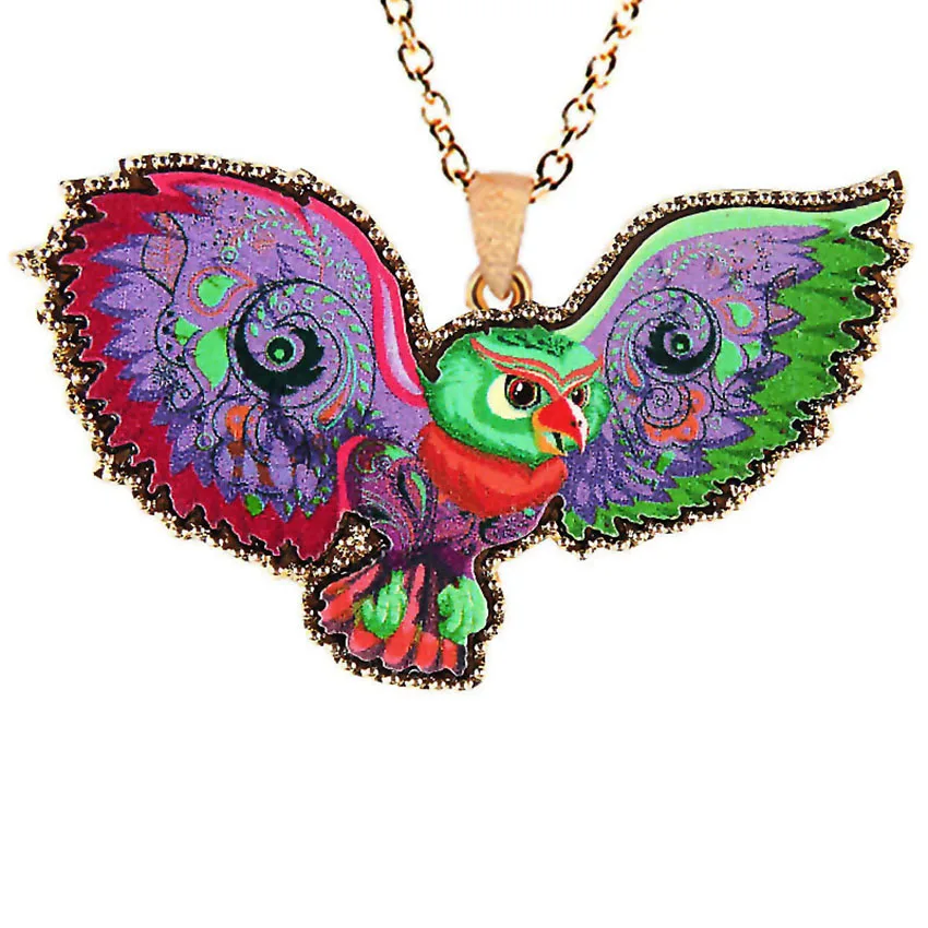 2017 new animal necklace 3 color optional painted acrylic alloy owl long pendant sweater chain | Украшения и аксессуары