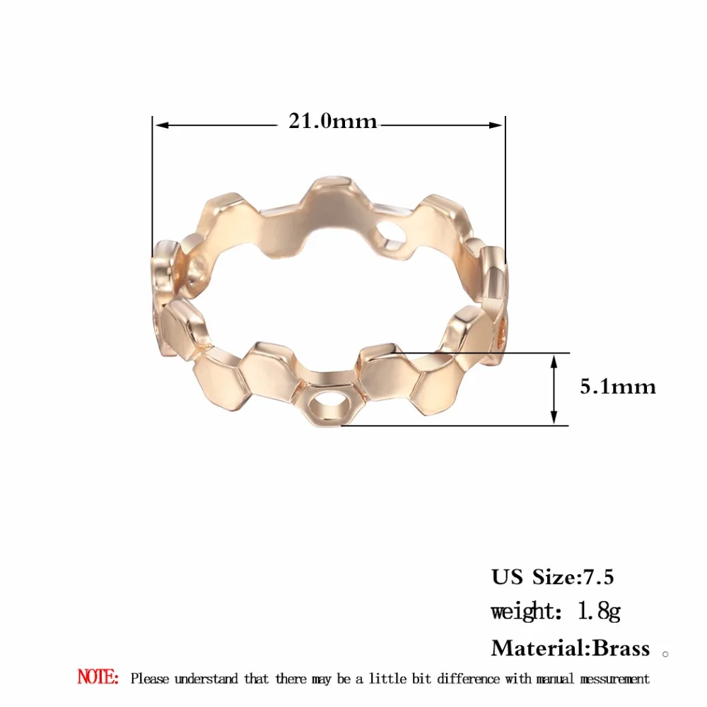 Kinitial 1Pcs Gold Silver Plated Honeycomb Hexa Rings for Women Knuckle Geometric Jewelry Fashion Anel Feminino Birthday Gift | Украшения и