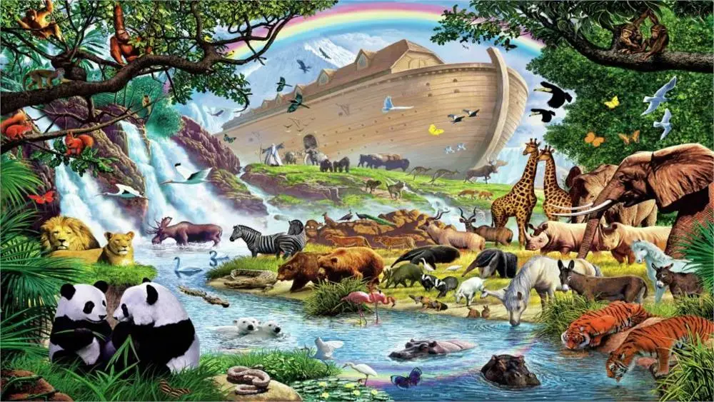 Тканевый постер с изображением животных Noahs Ark Five для украшения стен гостиной