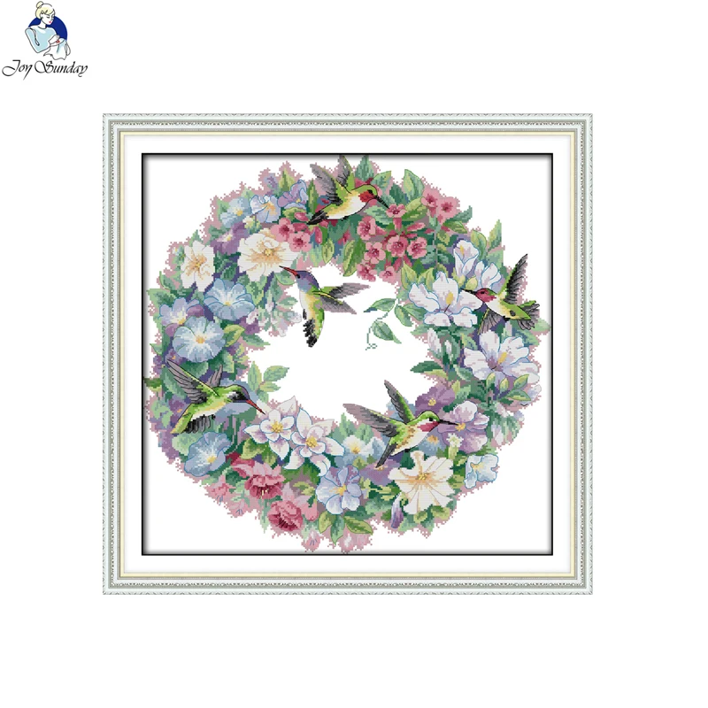 Картина алфавита Joy Sunday с изображением животных и колибри для вышивки крестиком