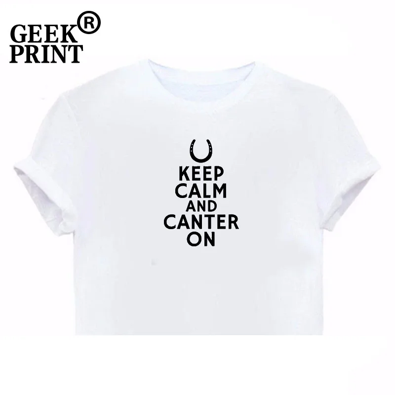 Женские топы Keep Calm женская футболка с лошадью Canter On Equestrian подарок новая Прямая