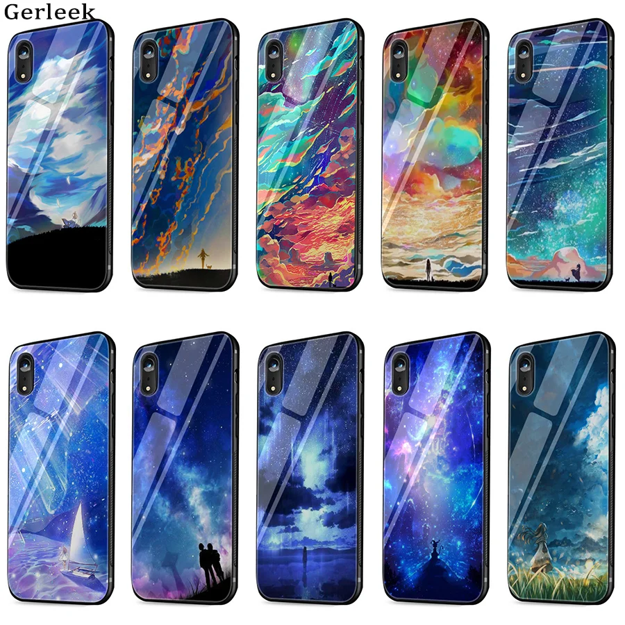 Стеклянный чехол для телефона с изображением заката неба iPhone 5 5S SE 6 6s 7 8 Plus X XS XR