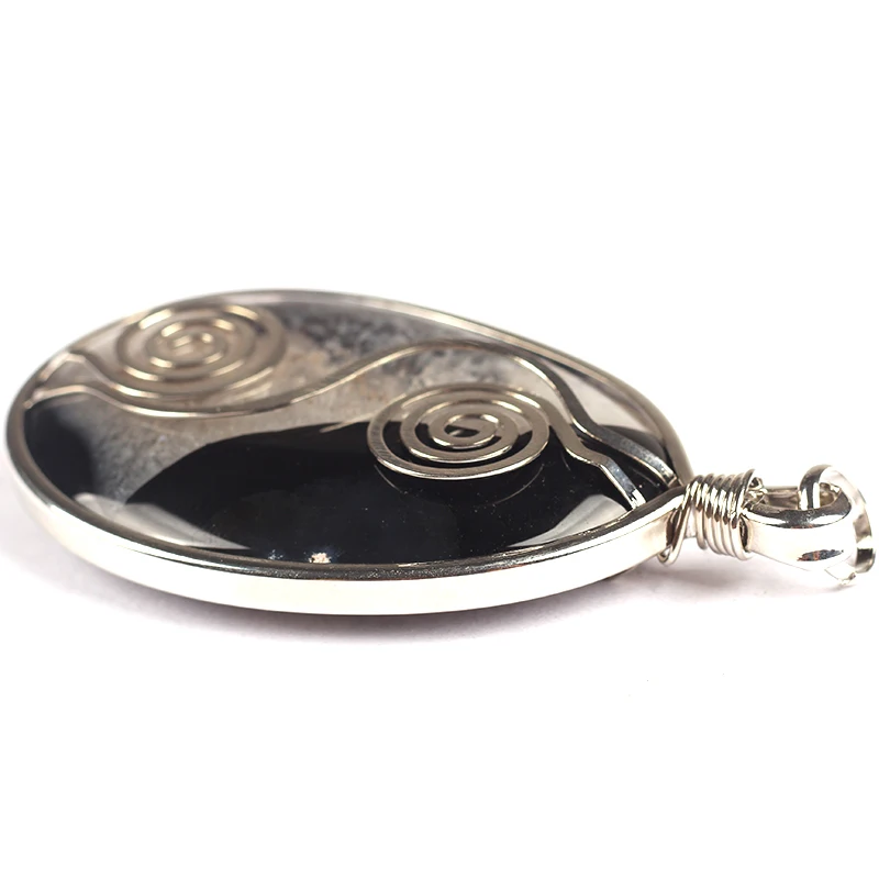 41*79 мм 1 шт. подвески из природного камня кулон Большой Черный Гладкая овальная
